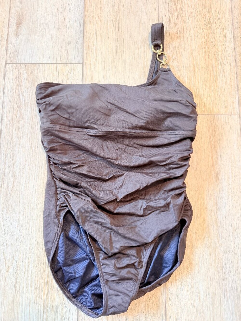 🤎🏖️ Tummy Control 1-Piece Swimsuit Gold Ring Detail | Lands' End | Size 10